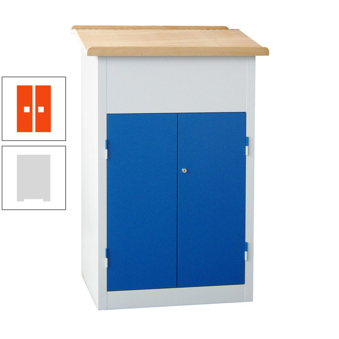 Stehpult mit Schrank - Vollblechtür - Zylinderschloss - 2 Böden - 1.200 x 700 x 600 mm (HxBxT) - anthrazitgrau