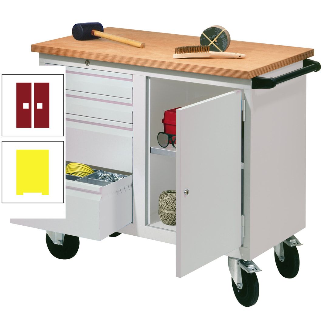 Mobile Werkbank - Werkstattwagen - 915 x 1.090 x 600 mm - 4 Schubladen und Schrankfach - anthrazitgrau
