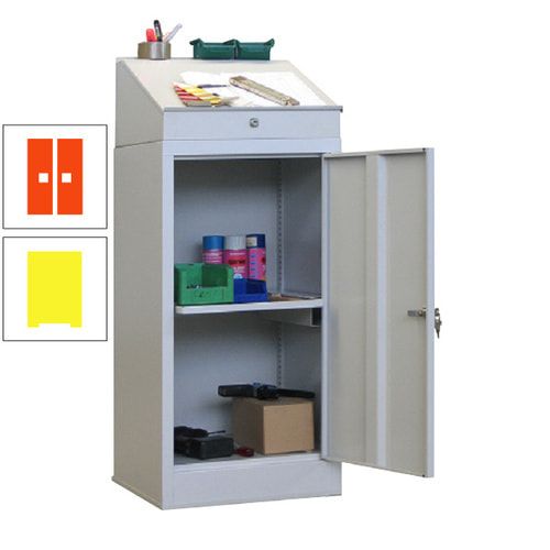 Stehpult mit Schrank - Vollblechtür - Zylinderschloss - 1 Ausziehboden - 1.270x500x500 mm (HxBxT) - anthrazitgrau