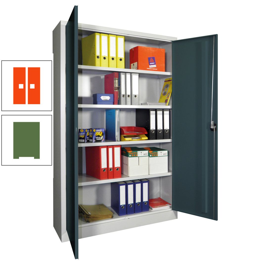 Aktenschrank - Vollblechtüren - 1.950x1.200x400 mm (HxBxT) - 4 Einlegeböden verzinkt - Zylinderschloss - anthrazitgrau