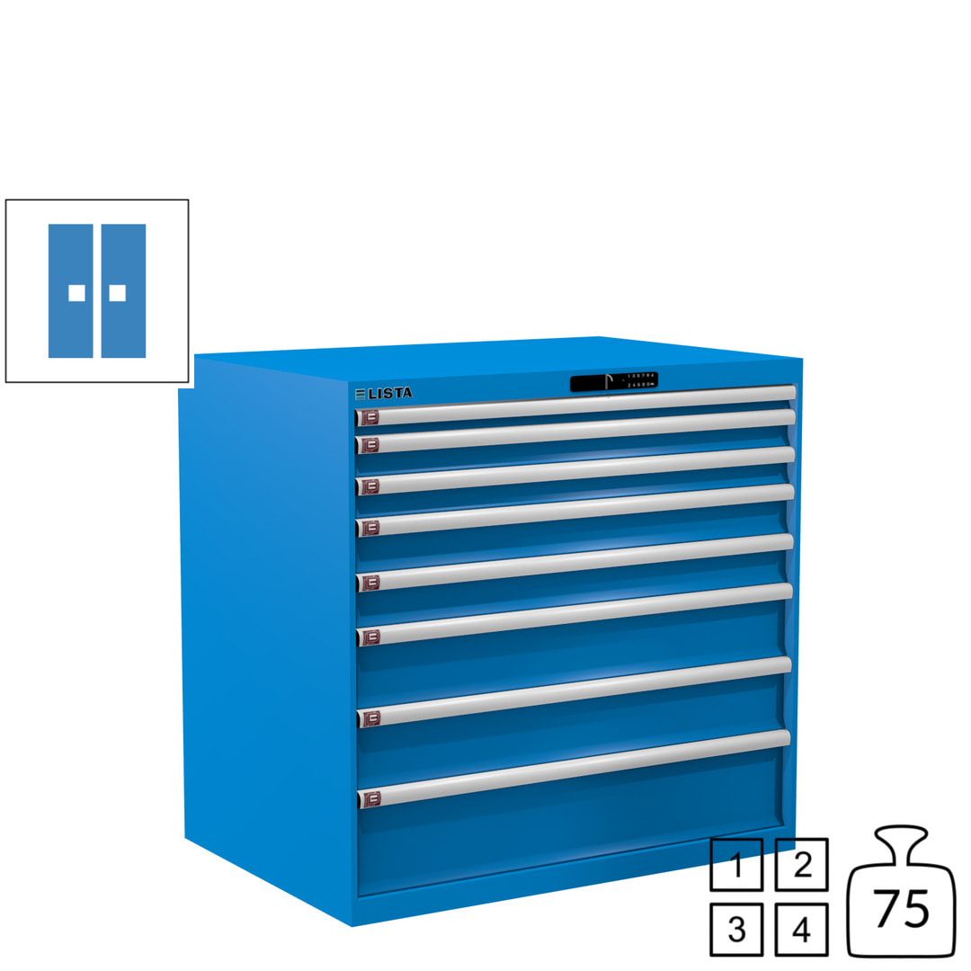 Lista Schubladenschrank - 12.541.010 - 1.000x1.023x725 mm (HxBxT) - 8 Schubladen - 200 kg - Key Lock - lichtblau (RAL 5012)