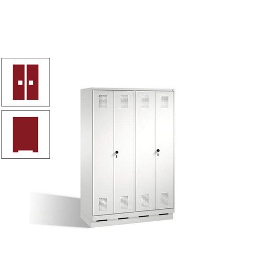 Doppel-Spind, Doppeltüren, Garderobenschrank mit Sockel, 4 Abteile a 300 mm, Korpus anthrazitgrau, Tür anthrazitgrau, 1.800 x 1.200 x 500 mm (HxBxT)
