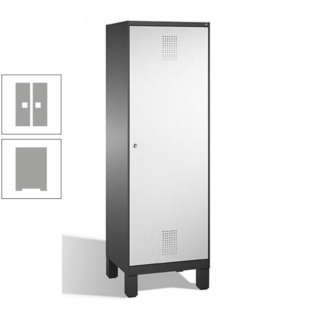 Doppel-Spind, Garderobenschrank, 1 Tür für 2 Abteile a 300 mm, Korpus anthrazitgrau, Türen anthrazitgrau, 1.850 x 600 x 500 mm (HxBxT)