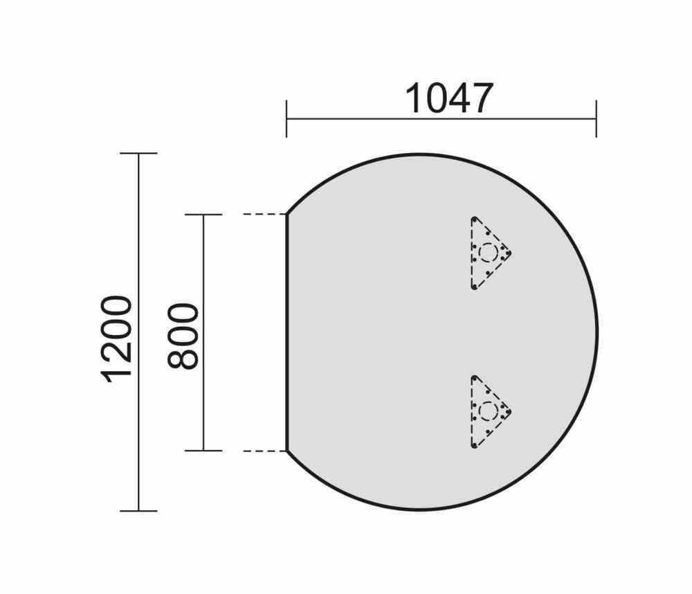 Anbautisch rund, inkl. Stützfüße, Schreibtisch C-Fuß Flex, 680-820 x 1.047 x 1.200 mm (HxBxT), inkl. Verkettungsmaterial, Gestell silber, Dekor Ahorn