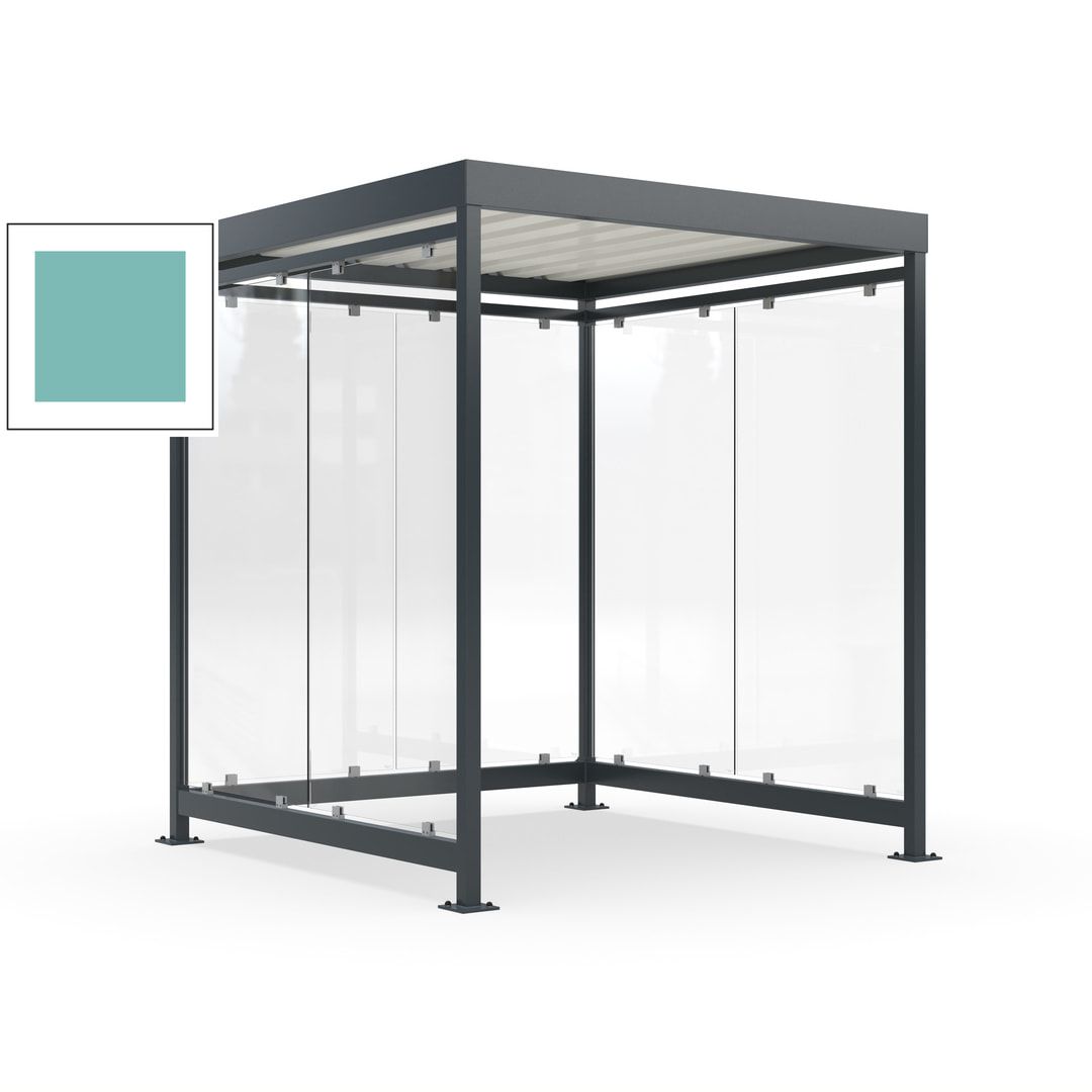 Raucherunterstand, Bushaltestelle, 6-7 Personen, 6 Wände, 2.510 x 2.165 x 2.165 mm (HxBxT), Achatgrau