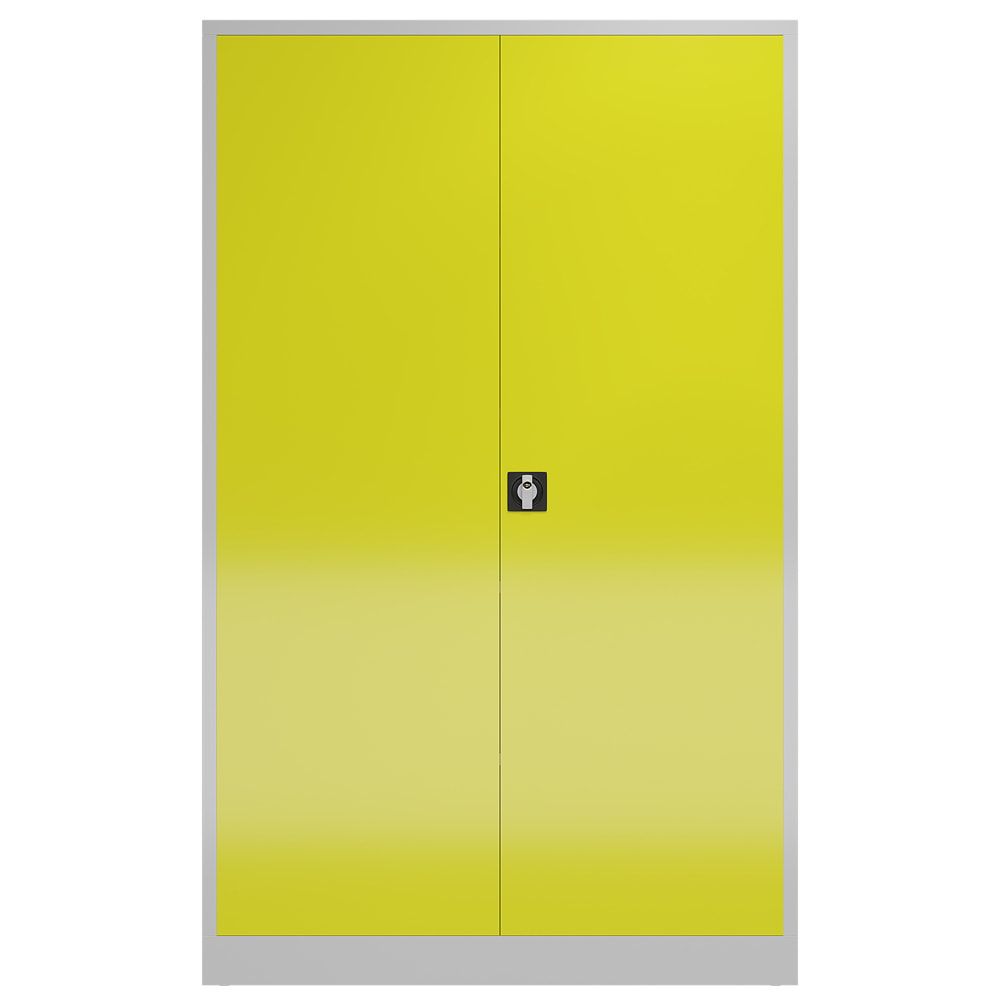 Aktenschrank, Büroschrank, abschließbar, Flügeltüren, 4 Fachböden, 1.945 x 1.200 x 420 mm (HxBxT), Stahl, Korpus und Türen lichtgrau