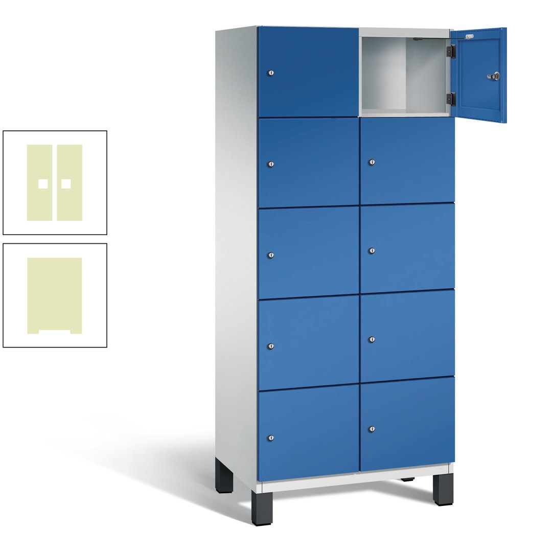 Fächerschrank, Stahlschrank, 10 Fächer, Türöffnungsbegrenzer, Füße, 1.980 x 800 x 525 mm (HxBxT), Korpus anthrazitgrau, Front anthrazitgrau