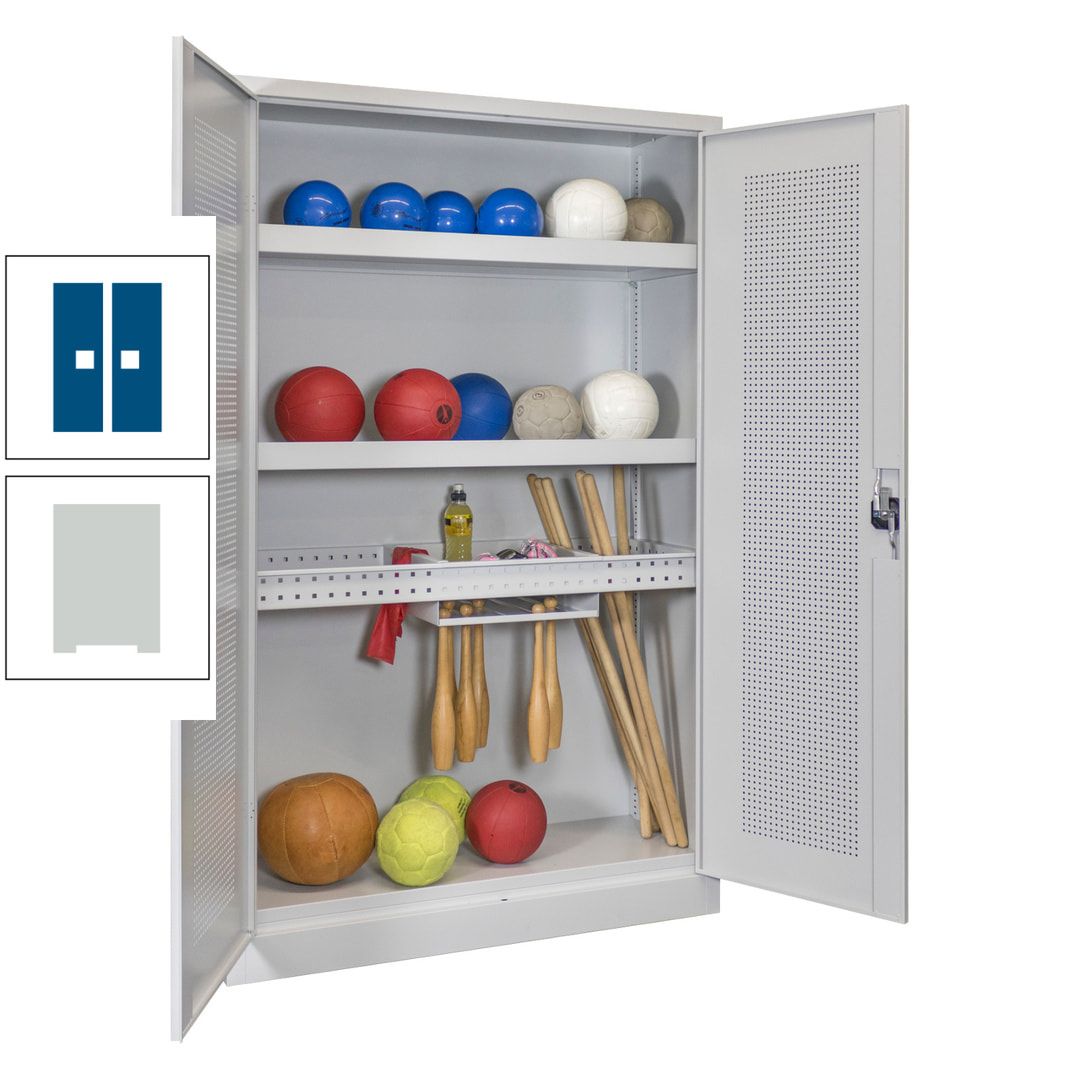 Sportschrank - Lochfeldtüren - Variante 2 - 1.950x1.200x500 mm (HxBxT) - anthrazitgrau