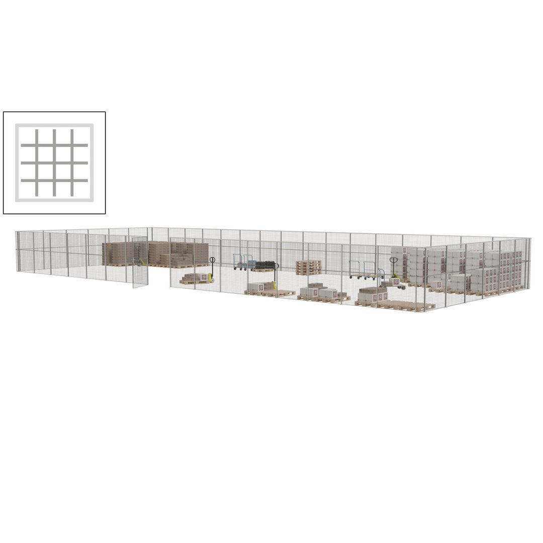 Maschinen Schutzgitter - Hallentrennwand - Sicherheitszaun - Tür - 66 m - 2.200 x 24.400 x 9.400 mm (HxBxT) - enzianblau