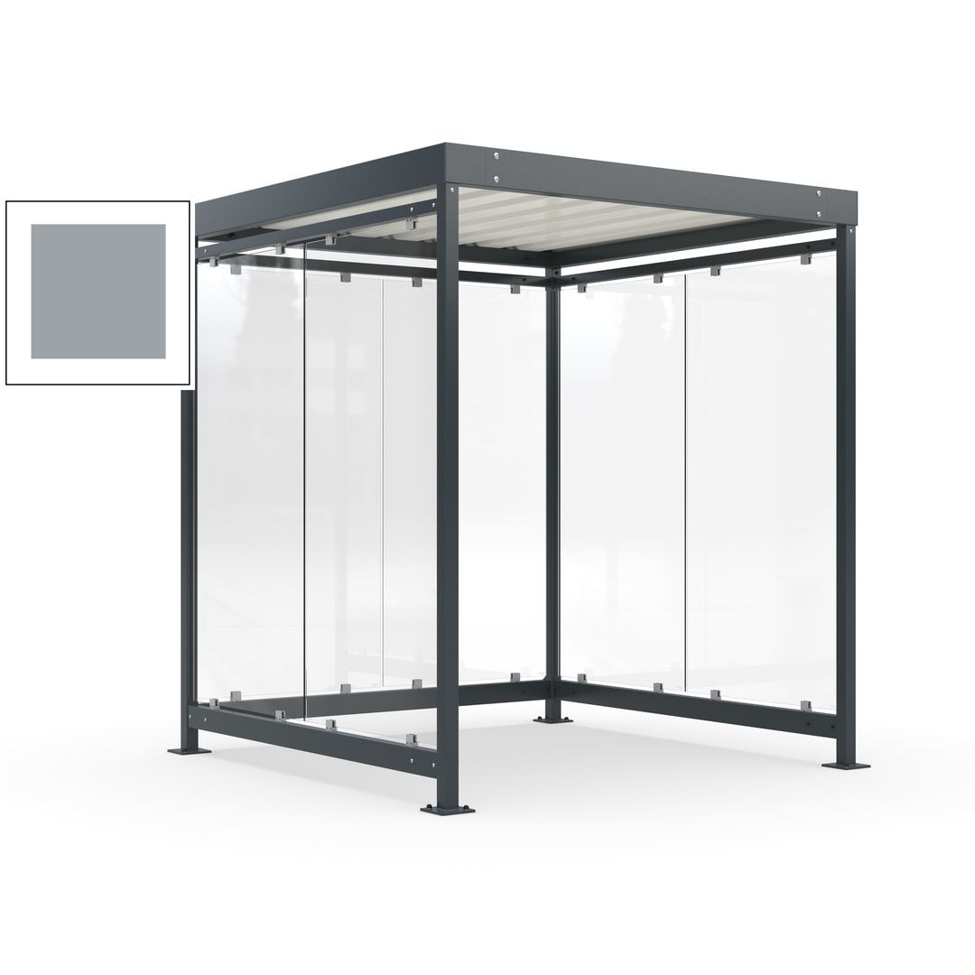 Raucherunterstand, Bushaltestelle, Bausatz, 6-7 Personen, 6 Wände, 2.510 x 2.165 x 2.165 mm (HxBxT), Achatgrau