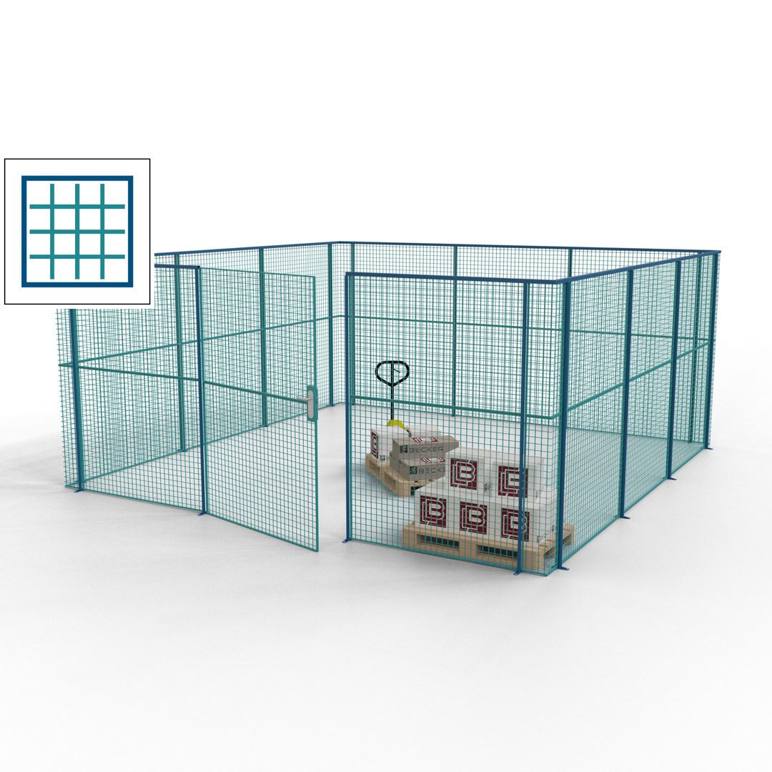 Maschinen Schutzgitter - Hallentrennwand - Sicherheitszaun - Tür - 18 m - 2.200 x 4.900 x 4.900 mm (HxBxT) - enzianblau