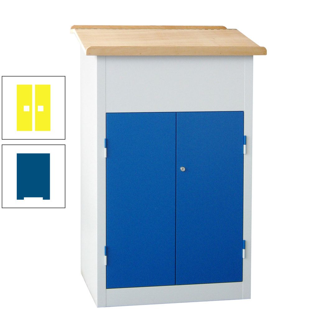 Stehpult mit Schrank - Vollblechtür - Zylinderschloss - 2 Böden - 1.200 x 700 x 600 mm (HxBxT) - anthrazitgrau