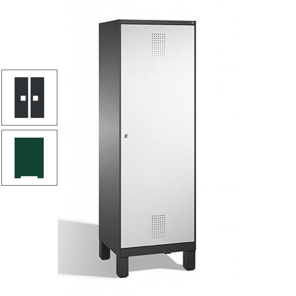 Doppel-Spind, Garderobenschrank, 1 Tür für 2 Abteile a 300 mm, Korpus anthrazitgrau, Türen anthrazitgrau, 1.850 x 600 x 500 mm (HxBxT)