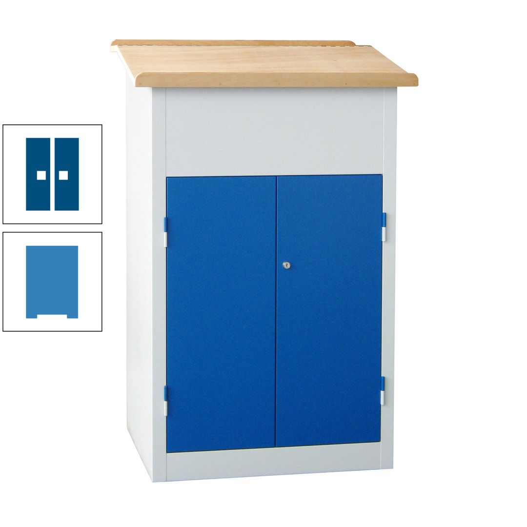 Stehpult mit Schrank - Vollblechtür - Zylinderschloss - 2 Böden - 1.200 x 700 x 600 mm (HxBxT) - anthrazitgrau