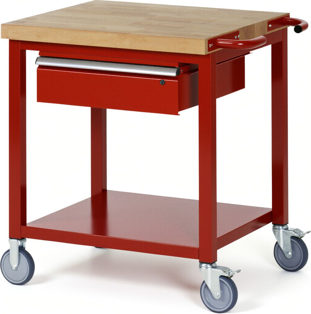 Mobile Werkbank mit Ablageboden - 1 Schublade - 150:1 - höhenverstellbar 880-1.080 mm - 750 x 700 mm (BxT) - 450 kg - Anthrazitgrau
