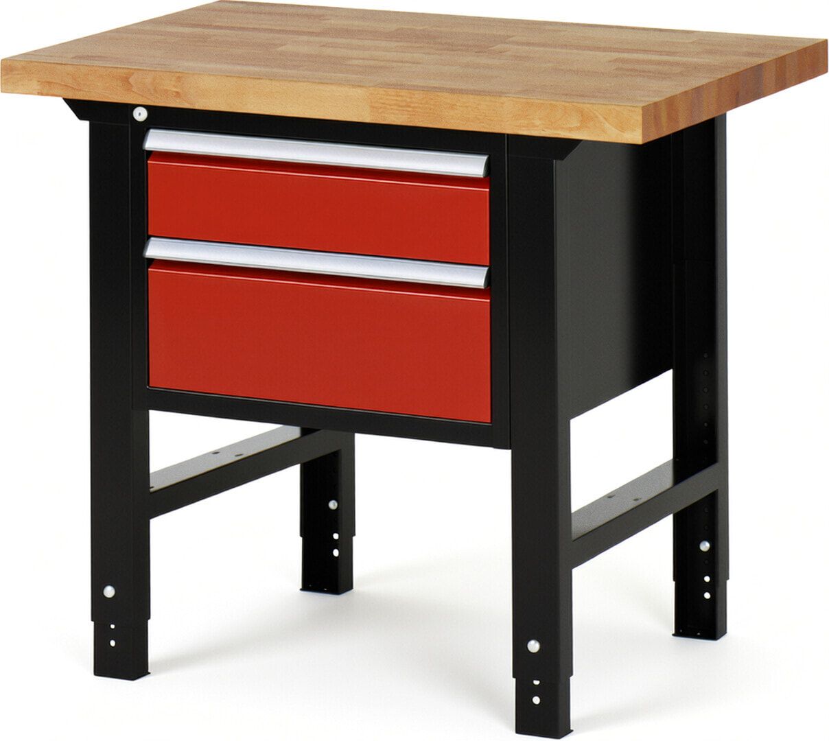 Werkbank - 2 Schubladen - Teilauszug - 150:1 / 210:1 - Höhe 790-1.140 mm - 1.000 x 700 mm (BxT) - 750 kg - Buche - Anthrazitgrau