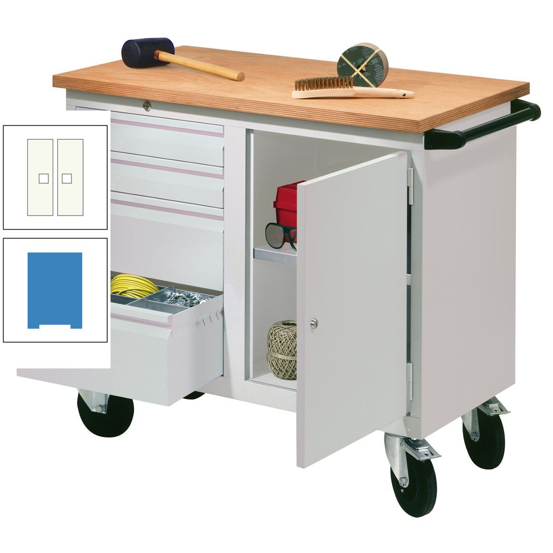 Mobile Werkbank - Werkstattwagen - 915 x 1.090 x 600 mm - 4 Schubladen und Schrankfach - anthrazitgrau