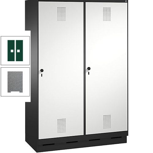 Doppel-Spind, Garderobenschrank, 2 Türen für 4 Abteile a 300 mm, Korpus anthrazitgrau, Türen anthrazitgrau, 1.800 x 1.200 x 500 mm (HxBxT)