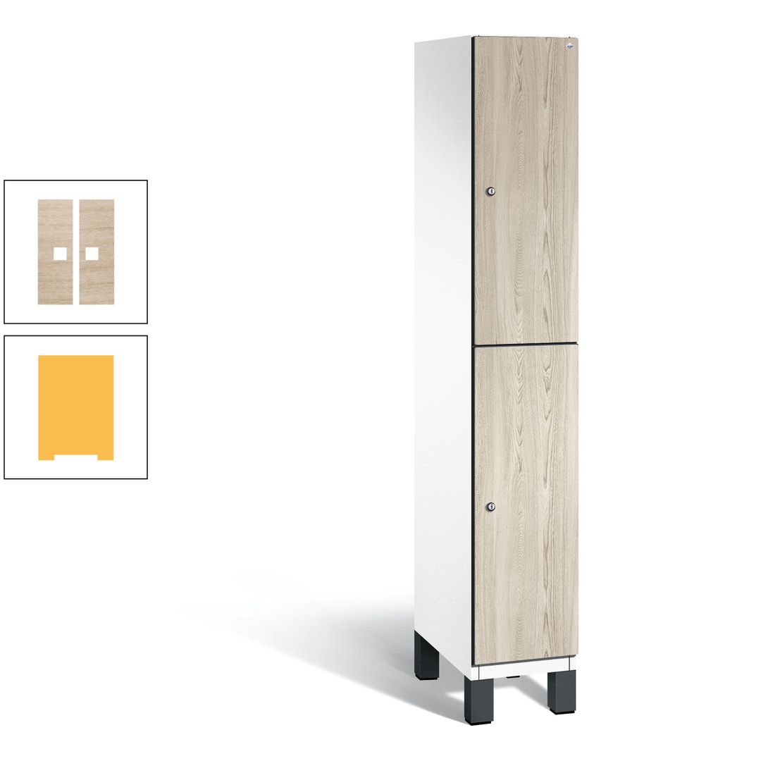 Fächerschrank, Garderobenschrank, mit Füßen, 1 Abteile, 1.980 x 300 x 525 mm (HxBxT), Korpus anthrazitgrau, Tür Donau-Ahorn