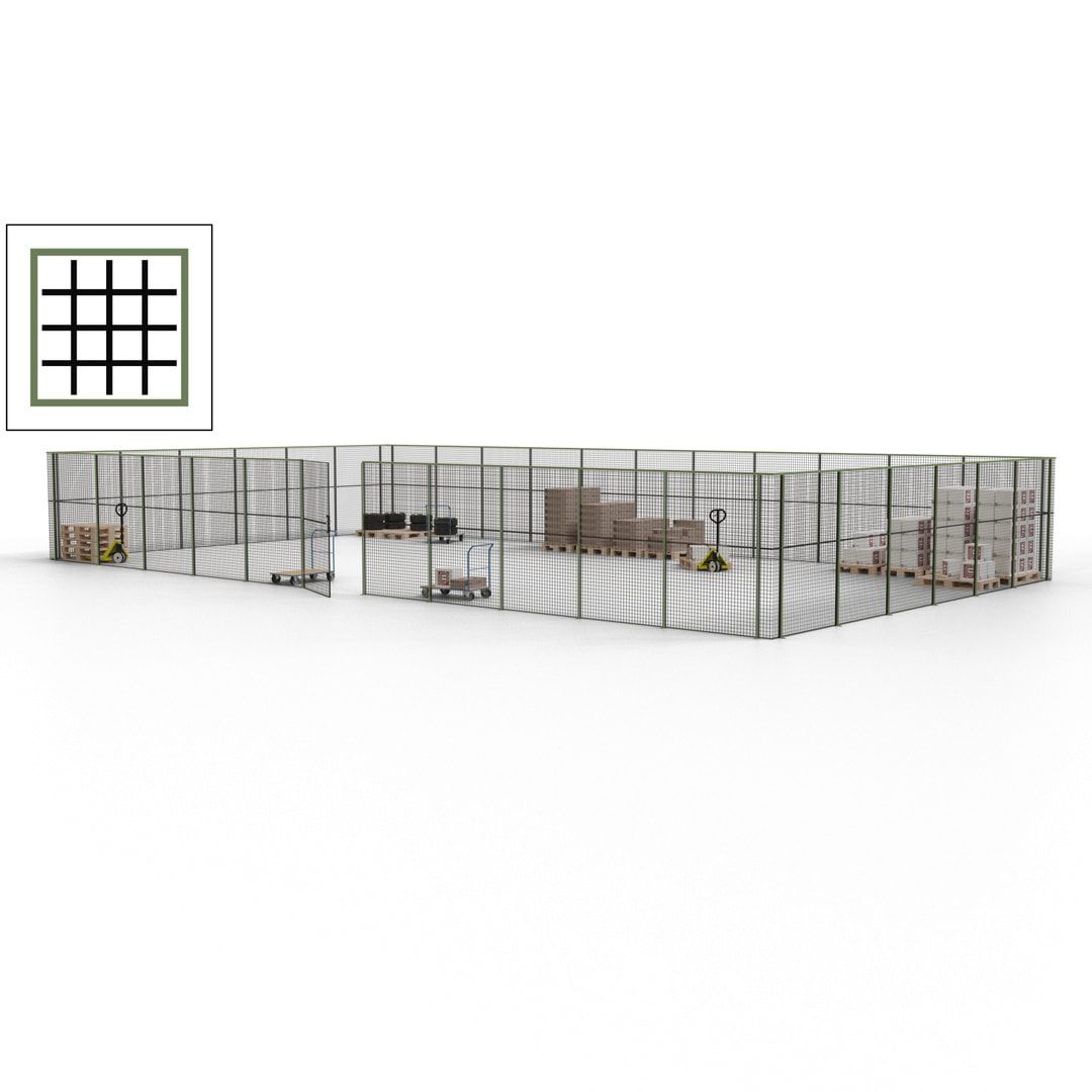 Maschinen Schutzgitter - Hallentrennwand - Sicherheitszaun - Tür - 51 m - 2.200 x 16.900 x 9.400 mm (HxBxT) - enzianblau