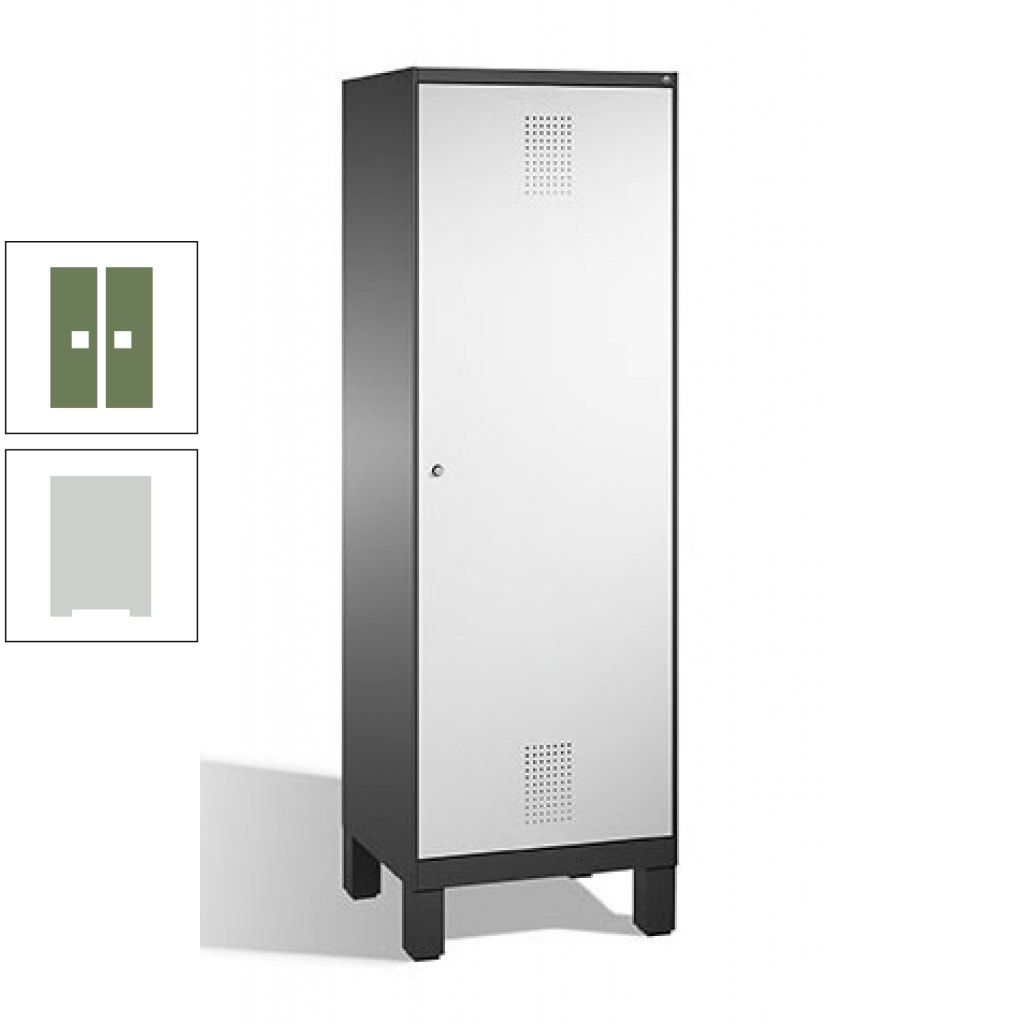 Doppel-Spind, Garderobenschrank, 1 Tür für 2 Abteile a 300 mm, Korpus anthrazitgrau, Türen anthrazitgrau, 1.850 x 600 x 500 mm (HxBxT)