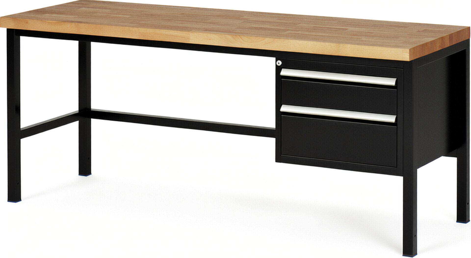 Werkbank - 2 Schubladen - Teilauszug - 150:1 / 210:1 - Höhe 840-1.040 mm - 2.000 x 700 mm - 1.250 kg - Buche - Anthrazitgrau