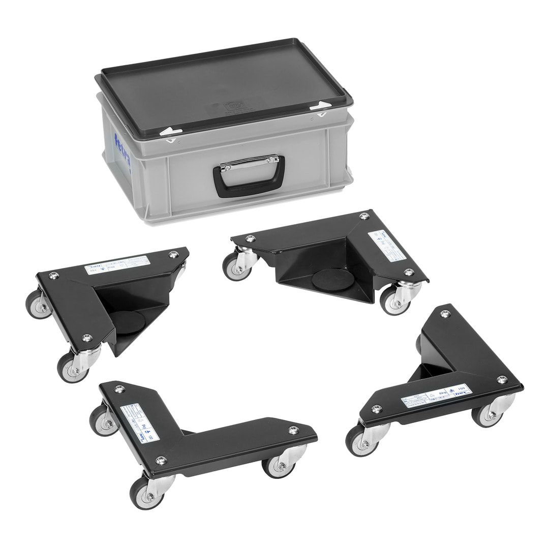 Fetra - Eckenroller - 4 Stück - 150 kg/Stk. - m. Antirutsch-Auflage - anthrazitgrau