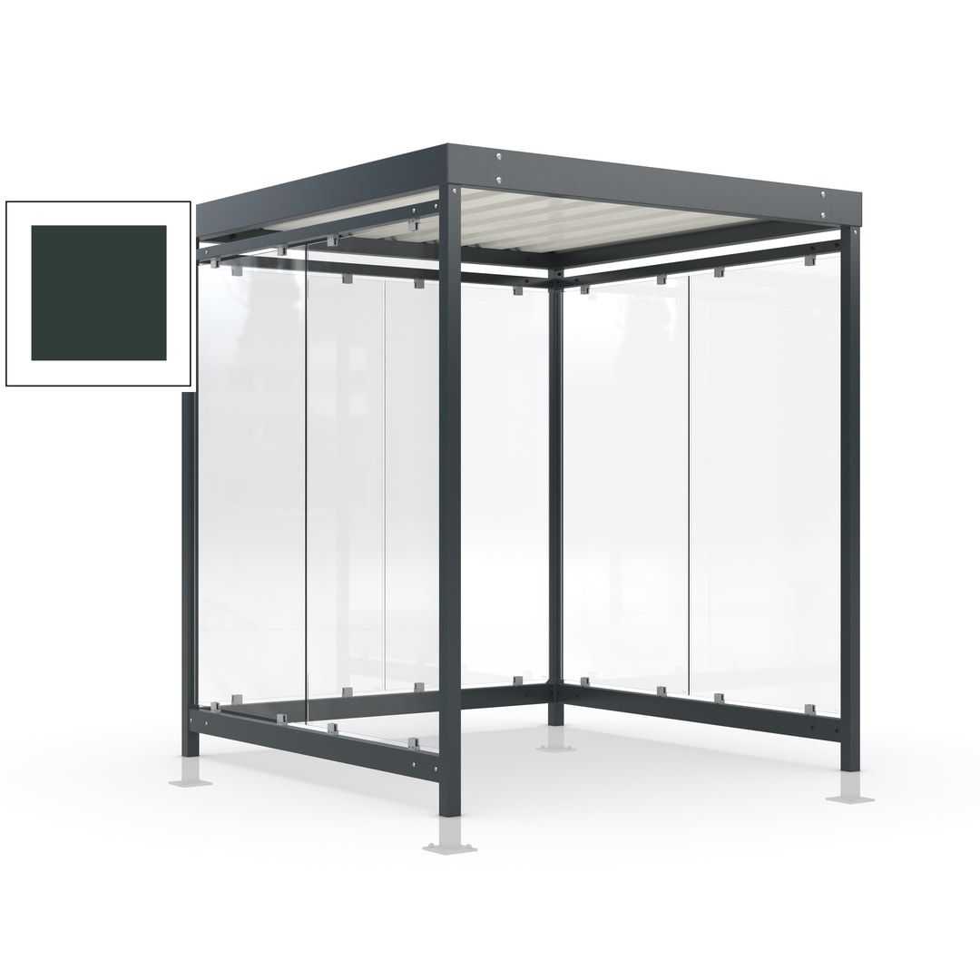 Raucherunterstand, Bushaltestelle, Bausatz, mit Überpflasterung, 6-7 Personen, 6 Wände, 2.440 x 2.165 x 2.165 mm (HxBxT), Achatgrau
