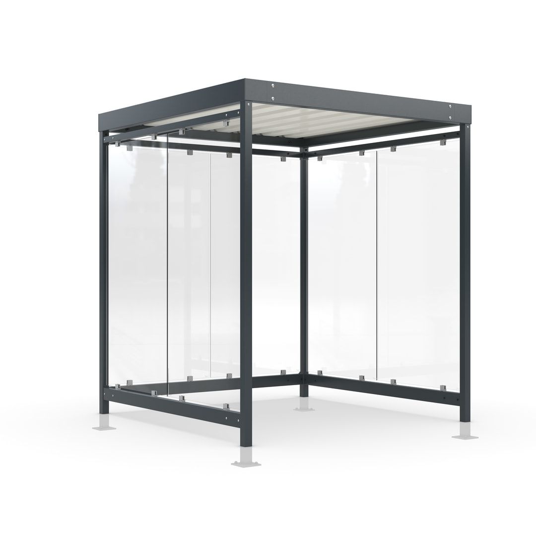 Raucherunterstand, Bushaltestelle, Bausatz, mit Überpflasterung, 6-7 Personen, 6 Wände, 2.440 x 2.165 x 2.165 mm (HxBxT), Achatgrau