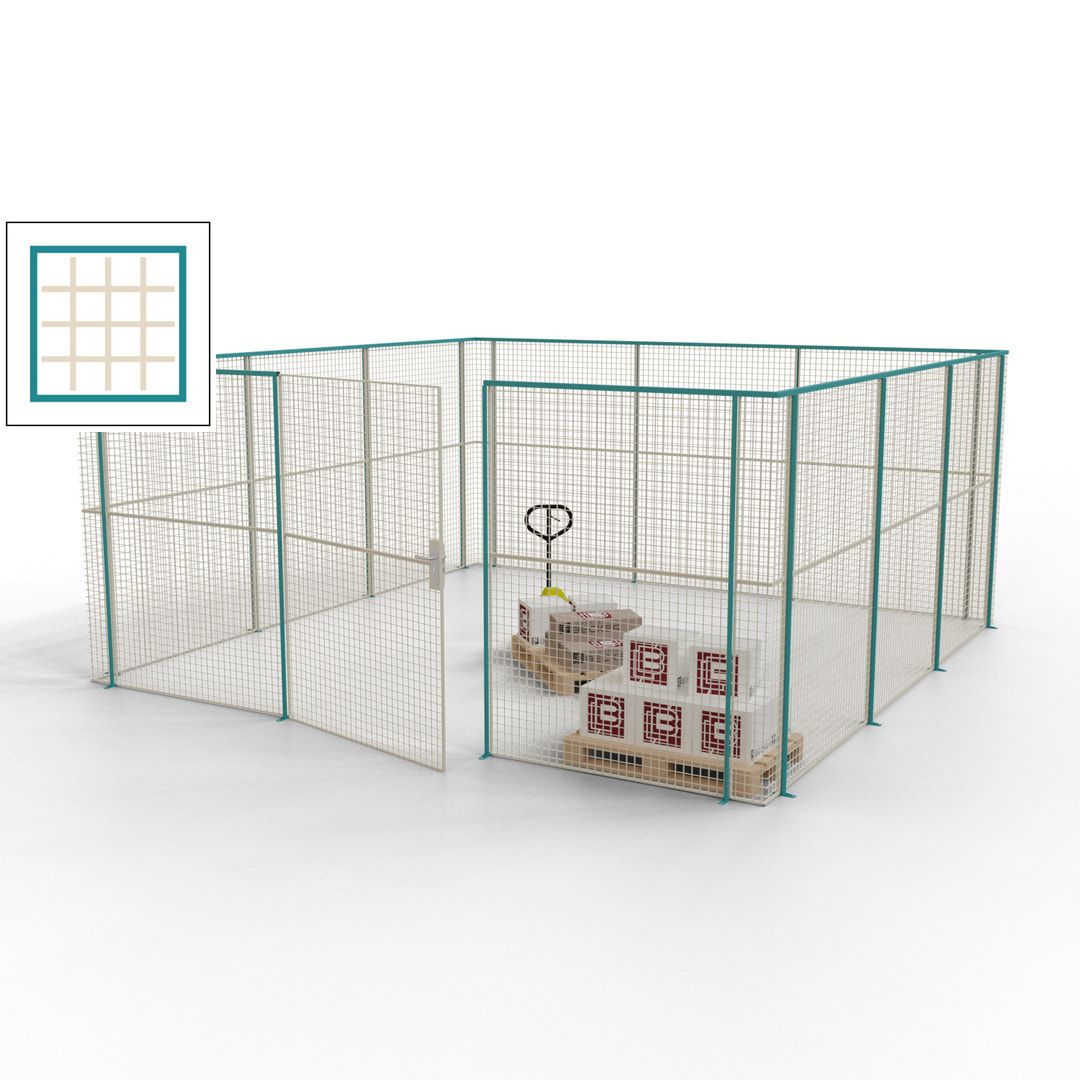 Maschinen Schutzgitter - Hallentrennwand - Sicherheitszaun - Tür - 18 m - 2.200 x 4.900 x 4.900 mm (HxBxT) - enzianblau