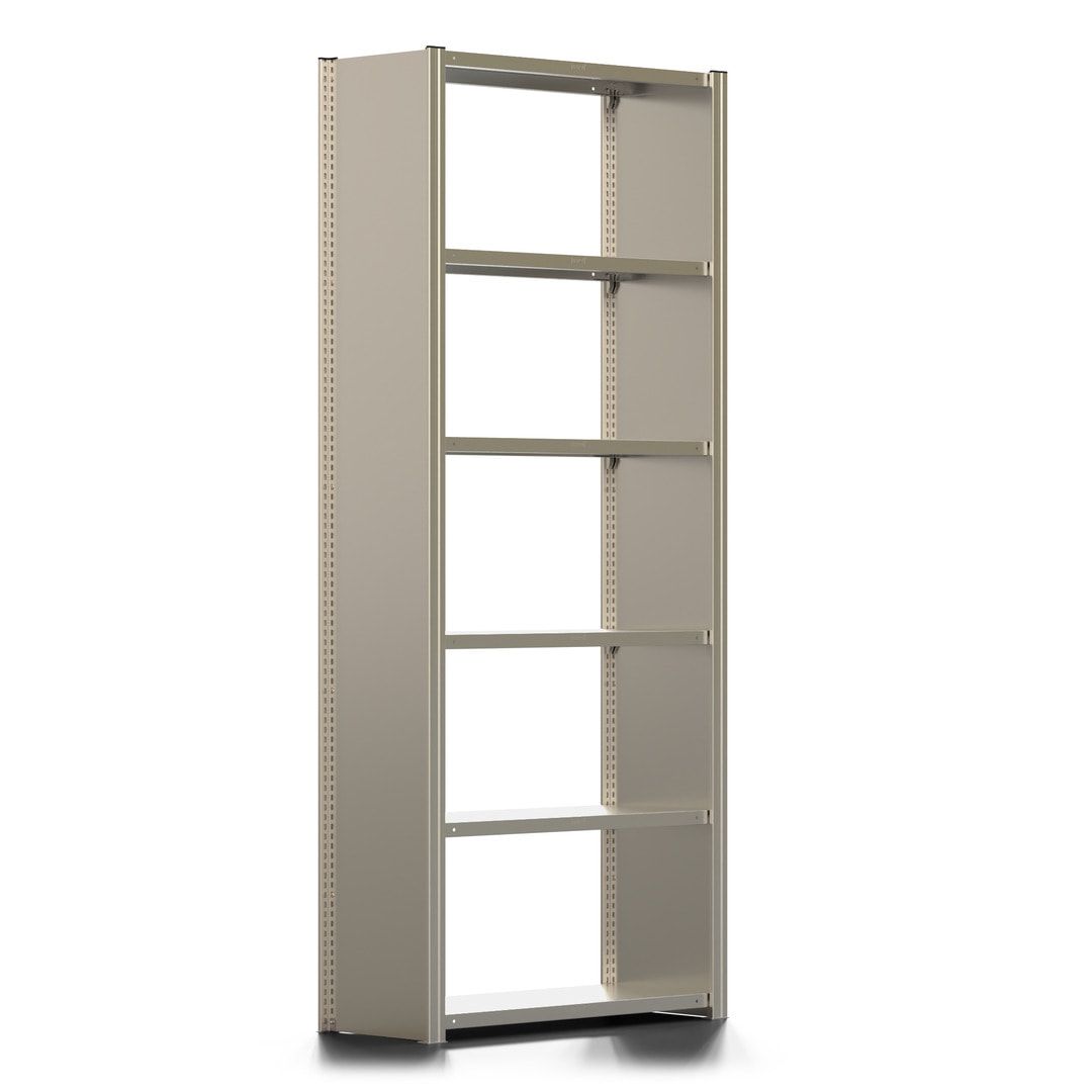 Fachbodenregal mit Seitenwand - 350 kg - 2.500 x 1.005 x 400 mm (HxBxT) - Anbauregal - 6 Böden - verzinkt - Lagerregal - Steckregal - BERT
