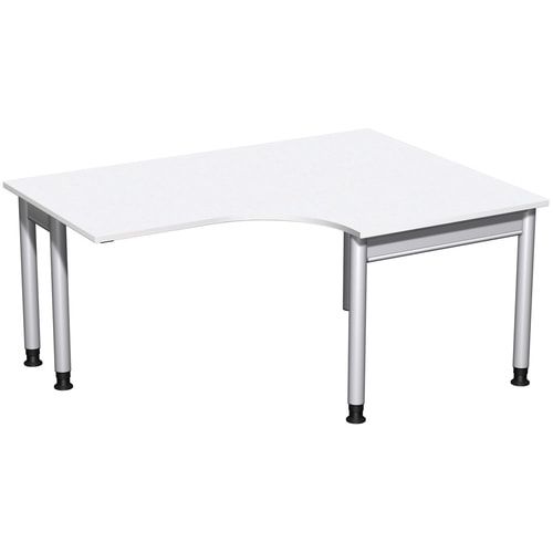 Eckschreibtisch, Eckteil 800 mm, rechts, Füße einseitig verkürzt, 4-Fuß Pro, höhenverstellbar, 680-800 x 1.600 x 1.200 mm (HxBxT), Dekor Ahorn
