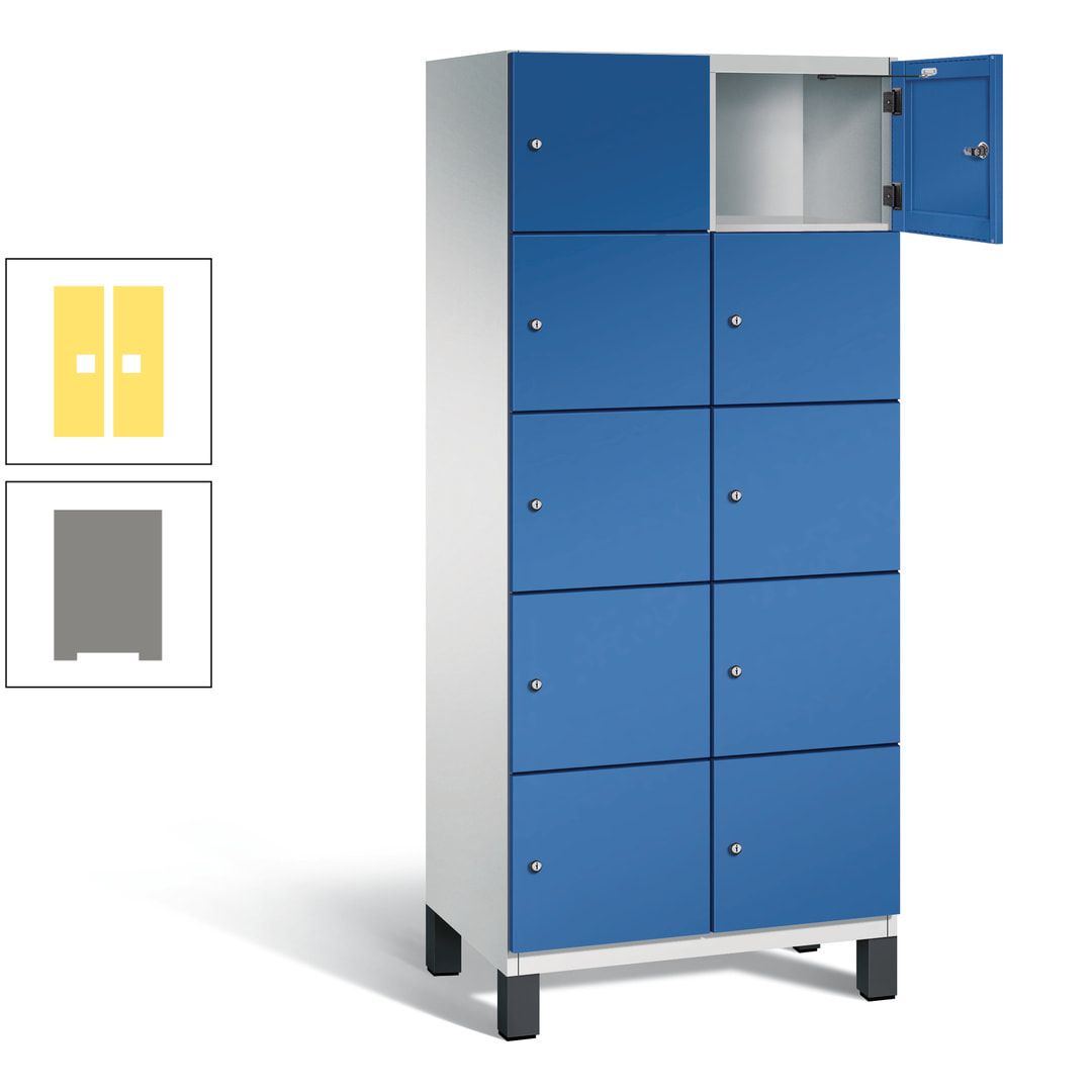 Fächerschrank, Stahlschrank, 10 Fächer, Türöffnungsbegrenzer, Füße, 1.980 x 800 x 525 mm (HxBxT), Korpus anthrazitgrau, Front anthrazitgrau