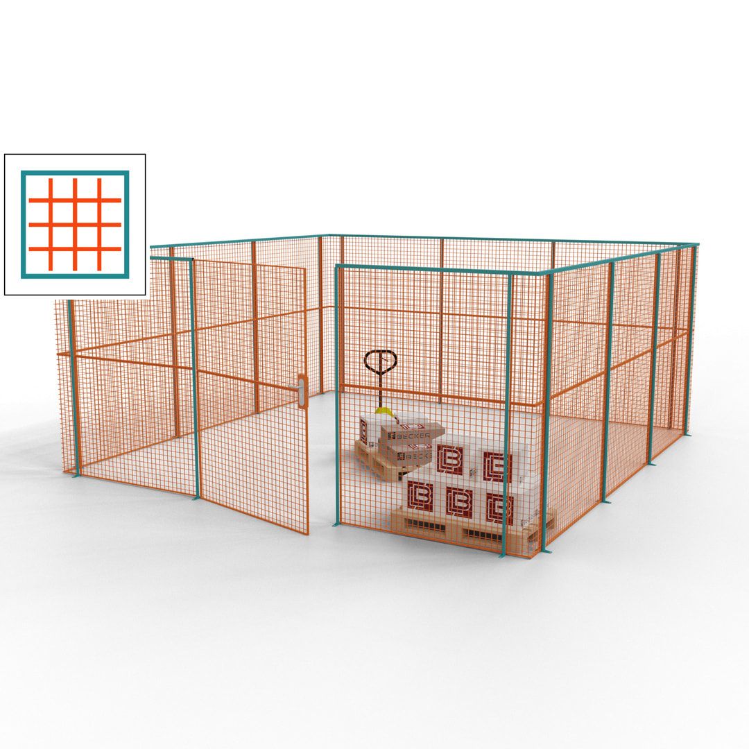 Maschinen Schutzgitter - Hallentrennwand - Sicherheitszaun - Tür - 18 m - 2.200 x 4.900 x 4.900 mm (HxBxT) - enzianblau