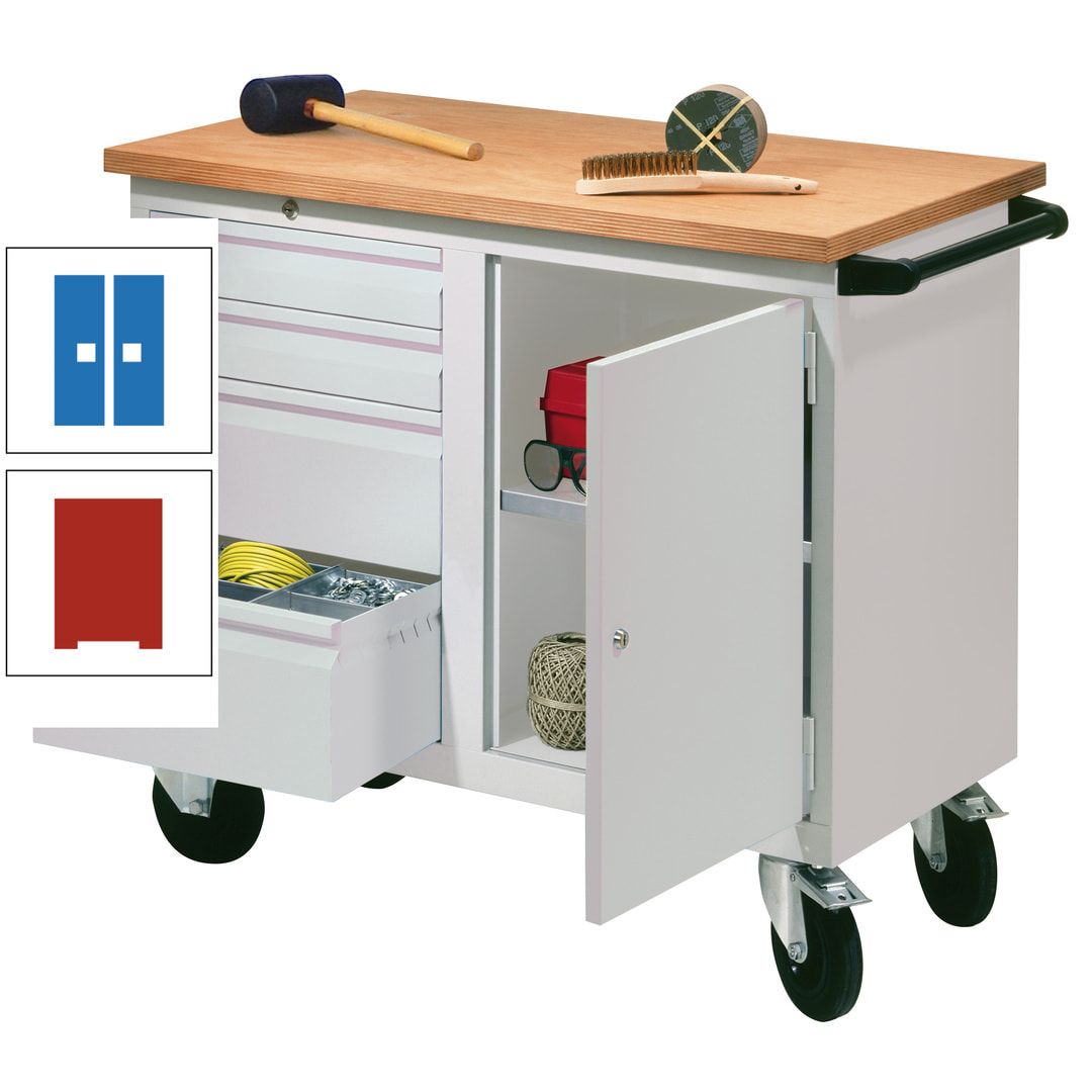 Mobile Werkbank - Werkstattwagen - 915 x 1.090 x 600 mm - 4 Schubladen und Schrankfach - anthrazitgrau