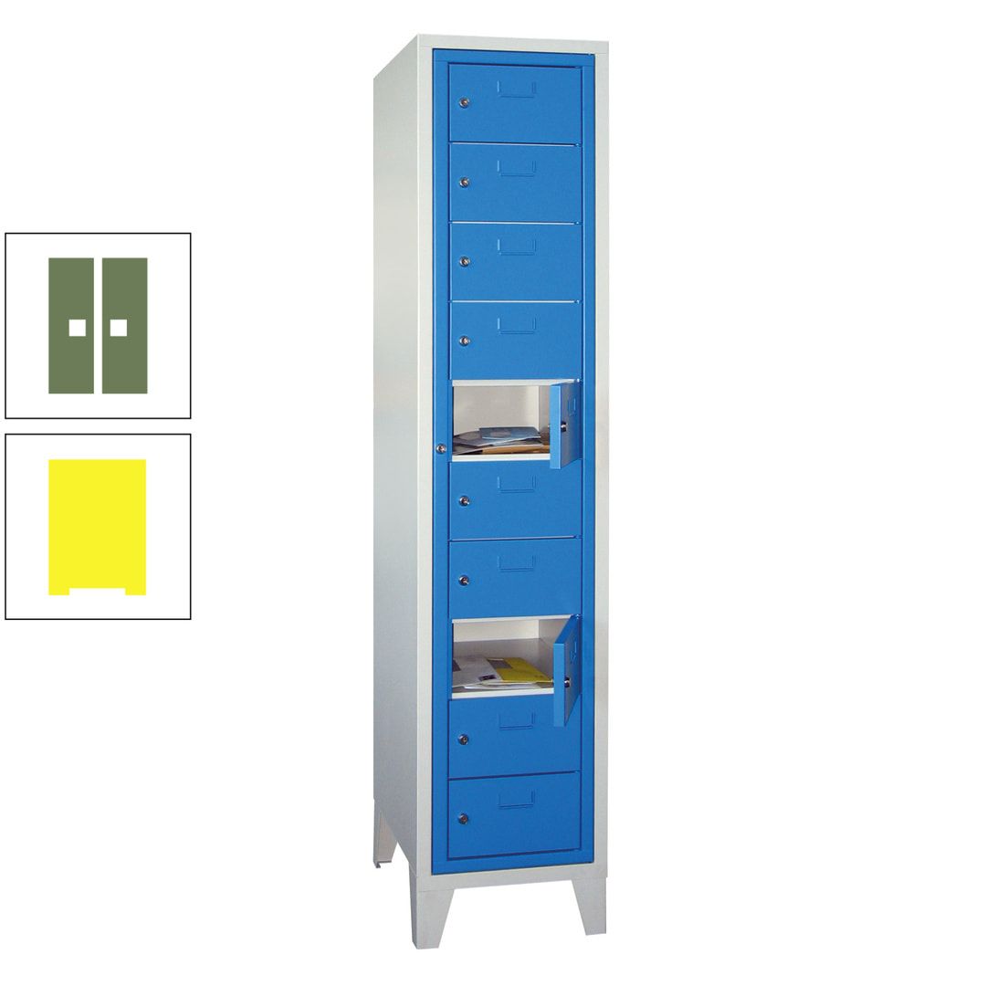 Schließfachschrank - Wäscheausgabeschrank - 10 Fächer a 315 mm - 1.850x400x500 mm (HxBxT) - Füße - Zylinderschloss - anthrazitgrau