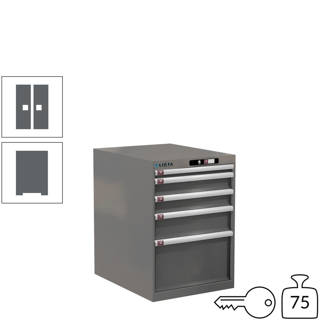 Lista Schubladenschrank - 14.368.010 - 800x564x725 mm (HxBxT) - 5 Schubladen - 75 kg - Key Lock - lichtblau (RAL 5012)