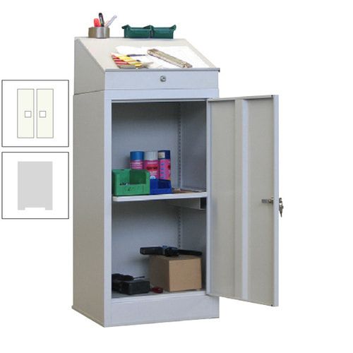 Stehpult mit Schrank - Vollblechtür - Zylinderschloss - 1 Ausziehboden - 1.270x500x500 mm (HxBxT) - anthrazitgrau