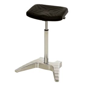 Komfort Stehhilfe - PU Schaum, schwarz - Sitzhöhe 700 - 880 mm - Aluminium Fußgestell - Fußstütze wählbar