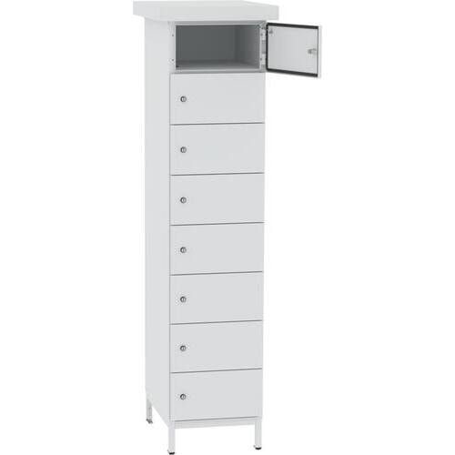 Akkuschrank, Batterieladeschrank, 8 Fächer, Schutzart IP54, Schuko, 1.855 x 400x 570 mm (HxBxT), Korpusfarbe anthrazitgrau, Frontfarbe anthrazitgrau