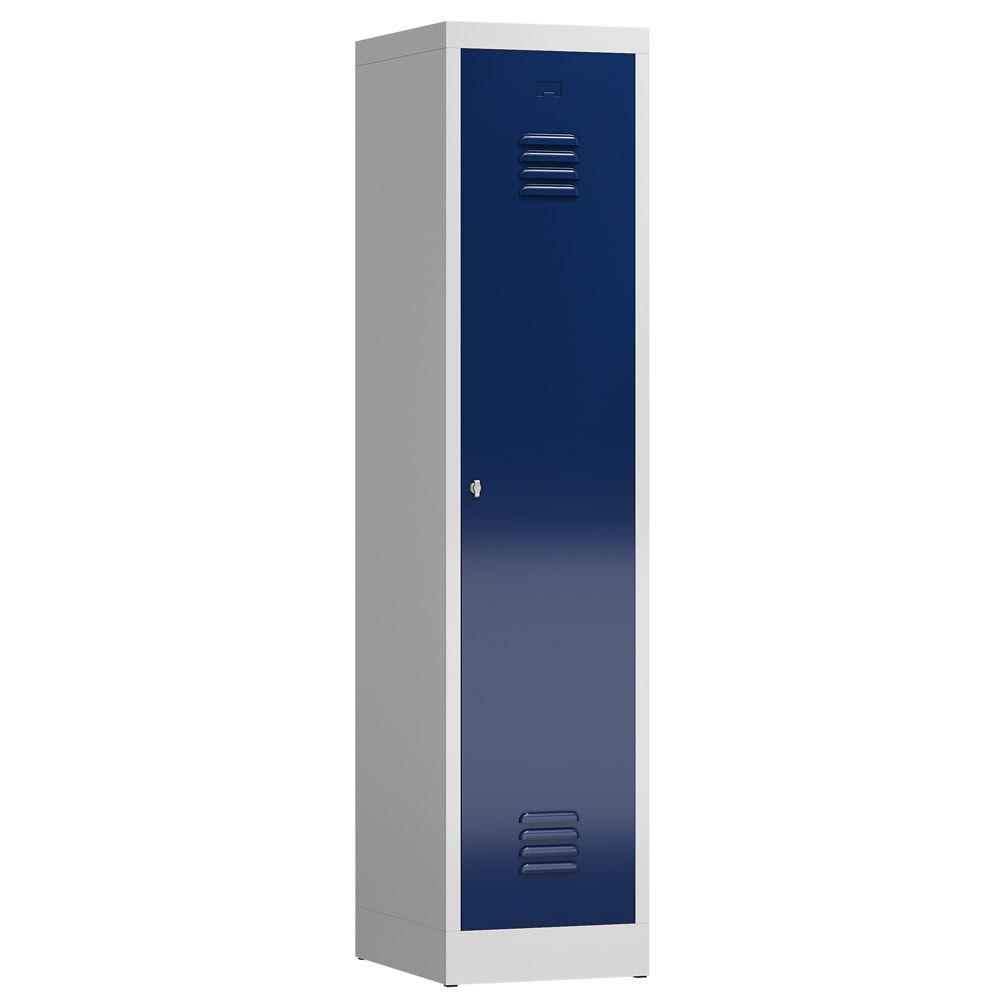 Garderobenschrank, Garderobenspind, 1 Abteil, Abteiltrennwand, 1.800 x 415 x 500 mm (HxBxT), Stahl, Drehriegel, Korpus: lichtgrau, Front: anthrazit