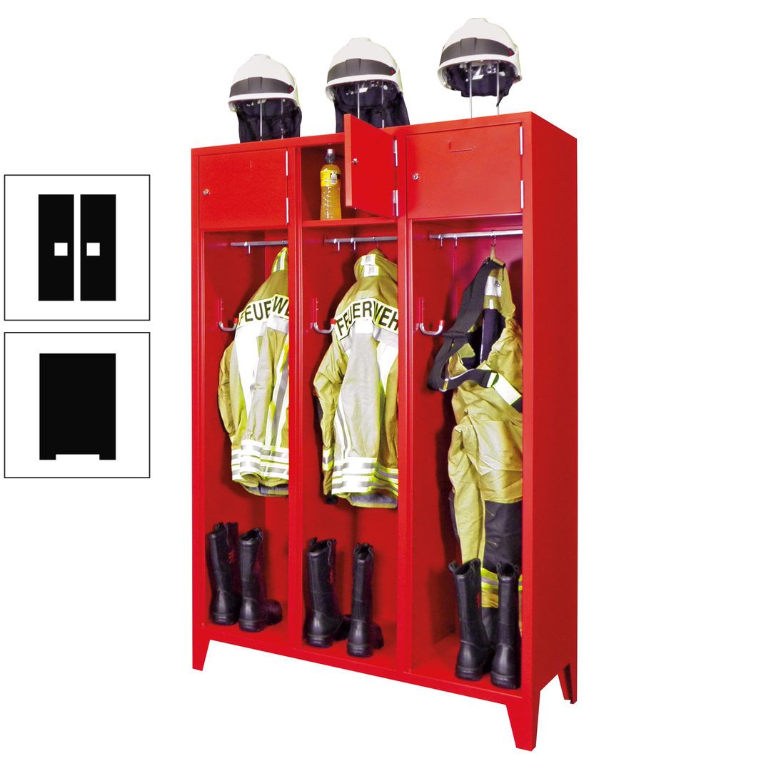 Feuerwehrschrank - 2 Abteile - Ablagefach mit Tür, Etikettenrahmen - 2.100 x 830 x 500 mm (HxBxT) - anthrazitgrau