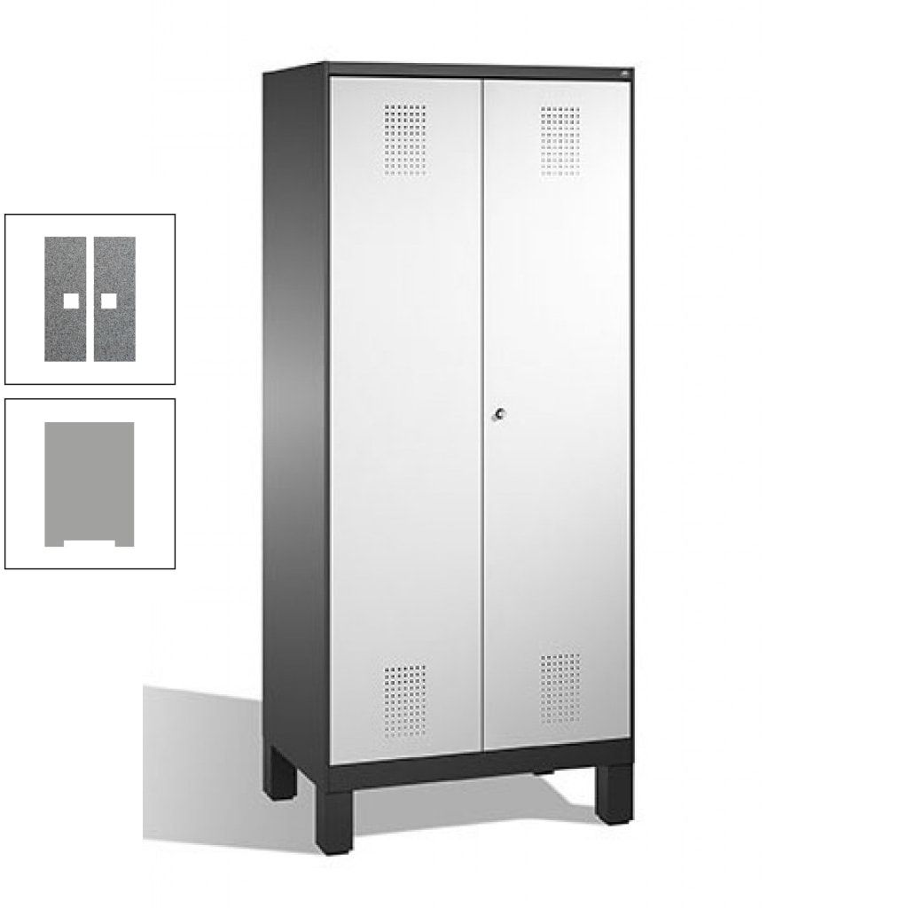 Mehrzweckschrank, Doppeltüren, auf Füßen, 2 Abteile a 400 mm, Korpus anthrazitgrau, Tür anthrazitgrau, 1.850 x 800 x 500 mm (HxBxT)