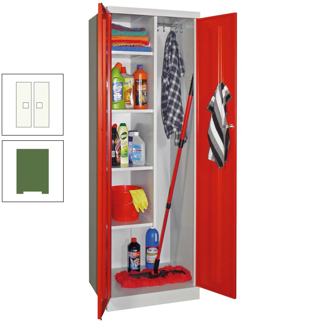 Putzschrank mit Sockel - 1 Abteil mit Trennwand - 1.800x600x500 mm (HxBxT) - Zylinderschloss - anthrazitgrau