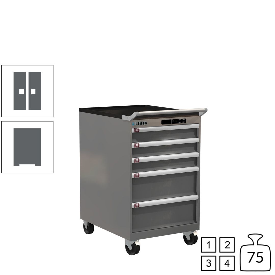 Lista Schubladenschrank - 14.397.010 - 990 x 564 x 725 mm (HxBxT) - 5 Schubladen - 75 kg - Key Lock - lichtblau (RAL 5012)