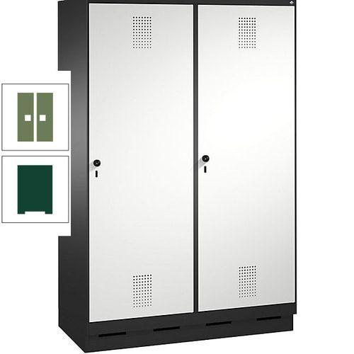 Doppel-Spind, Garderobenschrank, 2 Türen für 4 Abteile a 300 mm, Korpus anthrazitgrau, Türen anthrazitgrau, 1.800 x 1.200 x 500 mm (HxBxT)