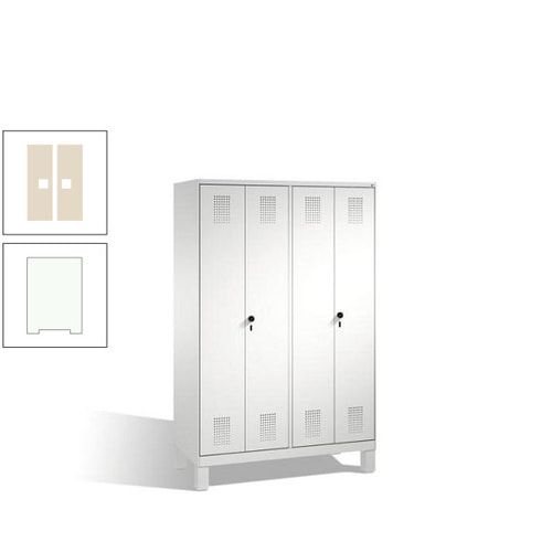 Doppel-Spind, Doppeltüren, Garderobenschrank mit Füßen, 4 Abteile a 300 mm, Korpus anthrazitgrau, Tür anthrazitgrau, 1.850 x 1.200 x 500 mm (HxBxT)