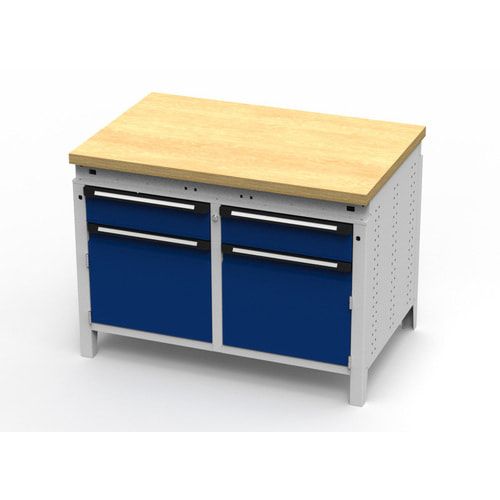 OTTOKIND Werkbank - bündige Arbeitsplatte - 850 x 1.150 x 750 mm (HxBxT) - 2 Schubladen - 2 Schränke - lichtgrau