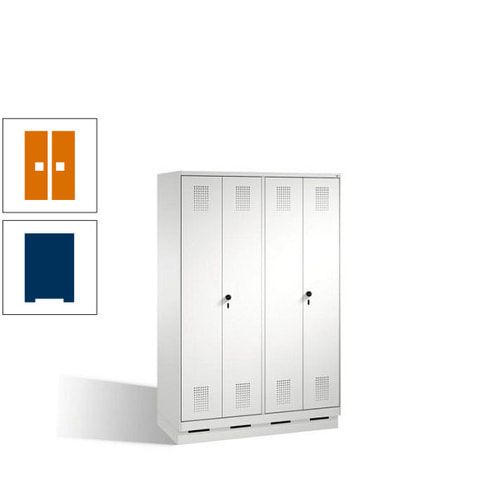 Doppel-Spind, Doppeltüren, Garderobenschrank mit Sockel, 4 Abteile a 300 mm, Korpus anthrazitgrau, Tür anthrazitgrau, 1.800 x 1.200 x 500 mm (HxBxT)