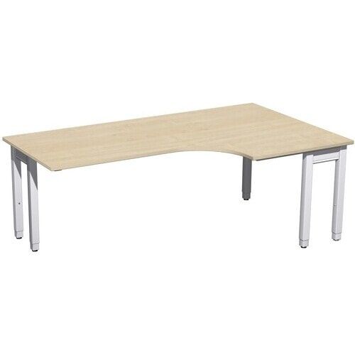 Eckschreibtisch, Eckteil 800 mm, rechts, einseitig verkürzt, 4-Fuß Quadrat Pro, höhenverstellbar, 680-800 x 1.600 x 1.200 mm (HxBxT), Dekor Ahorn